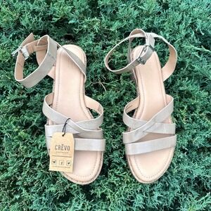 Crevo Women's Strappy Leather Sandals Size 10 Tan